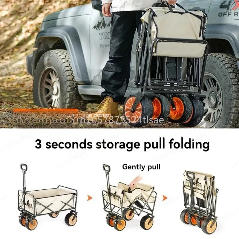 3-6KM Folding Electric Truck Multifunctional Vehicle  Camping Trolley Cart Pure Electric Drive Collapsible Wagon For Camping