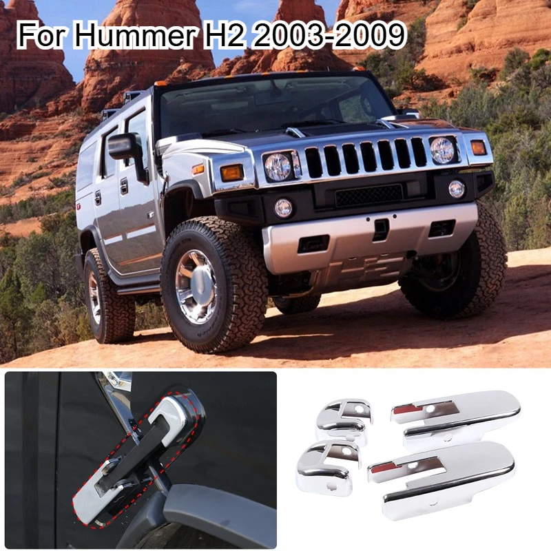 

Fit For Hummer H2 2003-2009 ABS Chrome Hood Side Handle Guard protective Cover Trim car exterior accessories