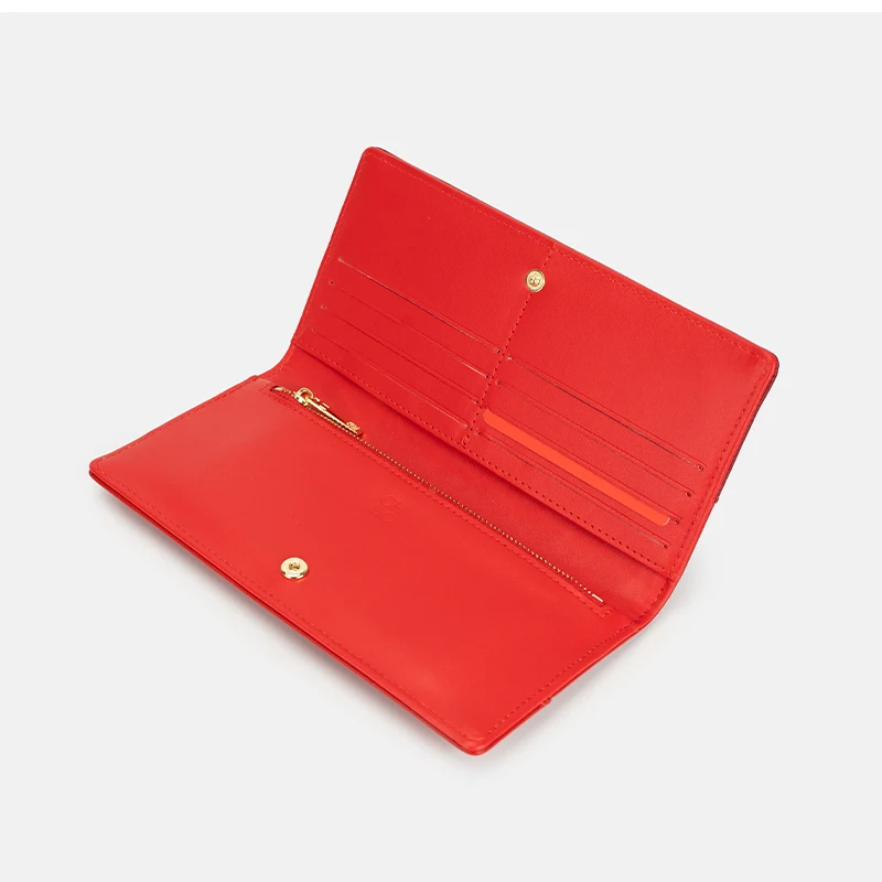 CH Red Long Wallet Large Capacity Card Holder Fashion Clutch Purse Women Daily Use Multi Card Slots image 3
