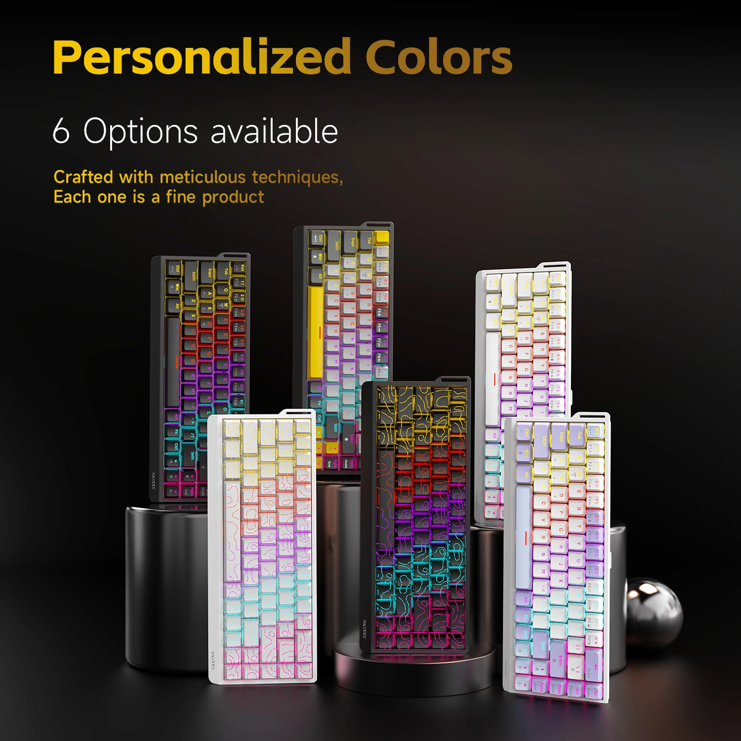 AJAZZ NK68V2 Single-Mode Wired Mechanical Keyboard Portable Gaming Keyboard RGB Hot-Swappable PC Lightweight Mechanical Keyboard