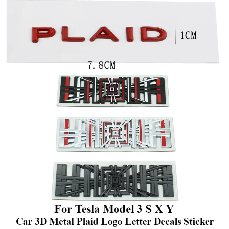 Car 3D Metal Plaid Logo Letter Decals Sticker For Tesla Model 3 S X Y  Accessories Car Trunk High performance Power Badge Emblem