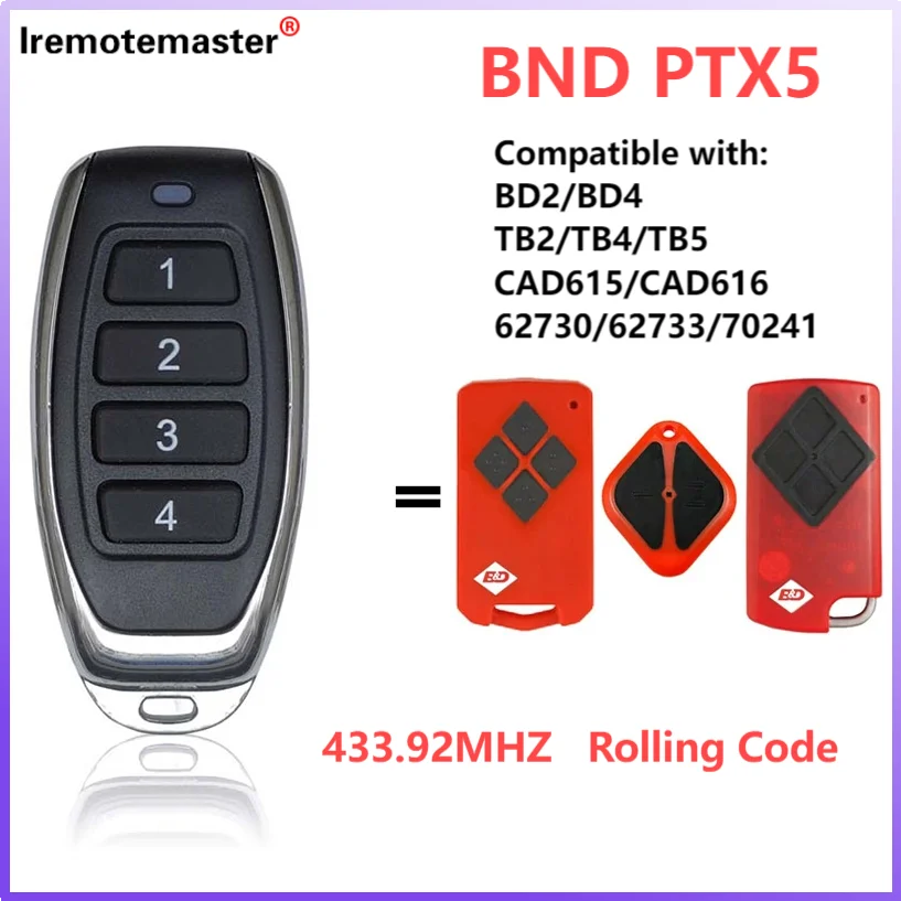 

Replacement for B&D PTX5 PTX-5 Tritran Tri Tran Garage Door BND TB5 BD4 BD2 Remote Control 433.92mhz