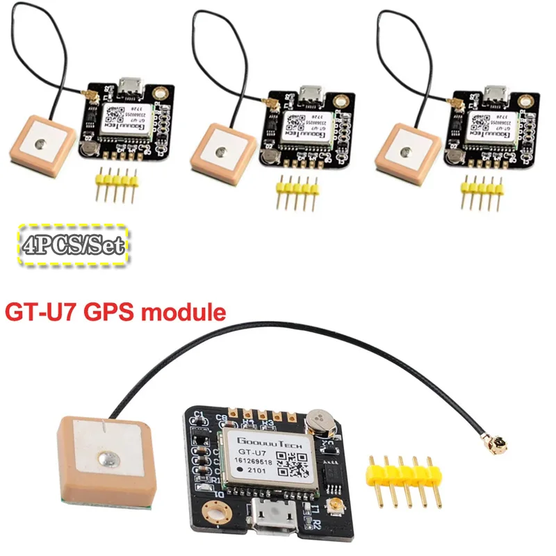 

4 шт./компл. GT-U7 GPS-модуль, детали навигационного спутникового позиционирования, совместимая с NEO-6M, одночиповая STM32, активная GPS-антенна для Ardu