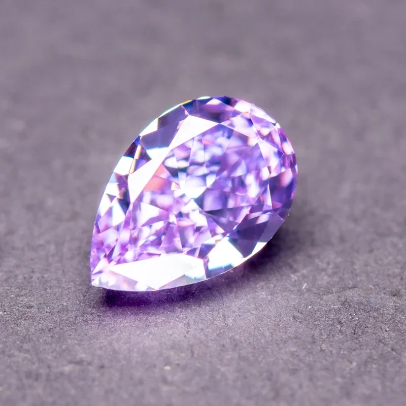 Cubic Zirconia Pear Shape Purple Color 5A Grade 4k Crushed Ice Cut Charm Beads for DIY Jewelry Making Necklace Main Materials