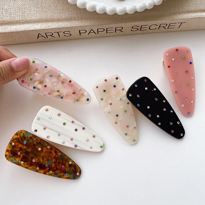 

Acetate Acrylic Hair Clips Hairpins Women Girls Water Drop Hair Barrettes Colored Diamond Duckbill Hair Clamp Hair Accessories