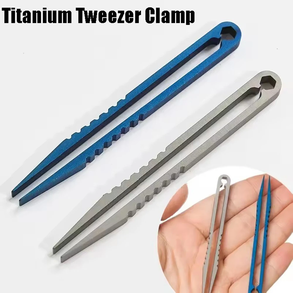 Portable Titaniums Alloy Tweezer Lightweight Compact Tweezer with Precision-Grip Hand Tool for Outdoor Survival Travel