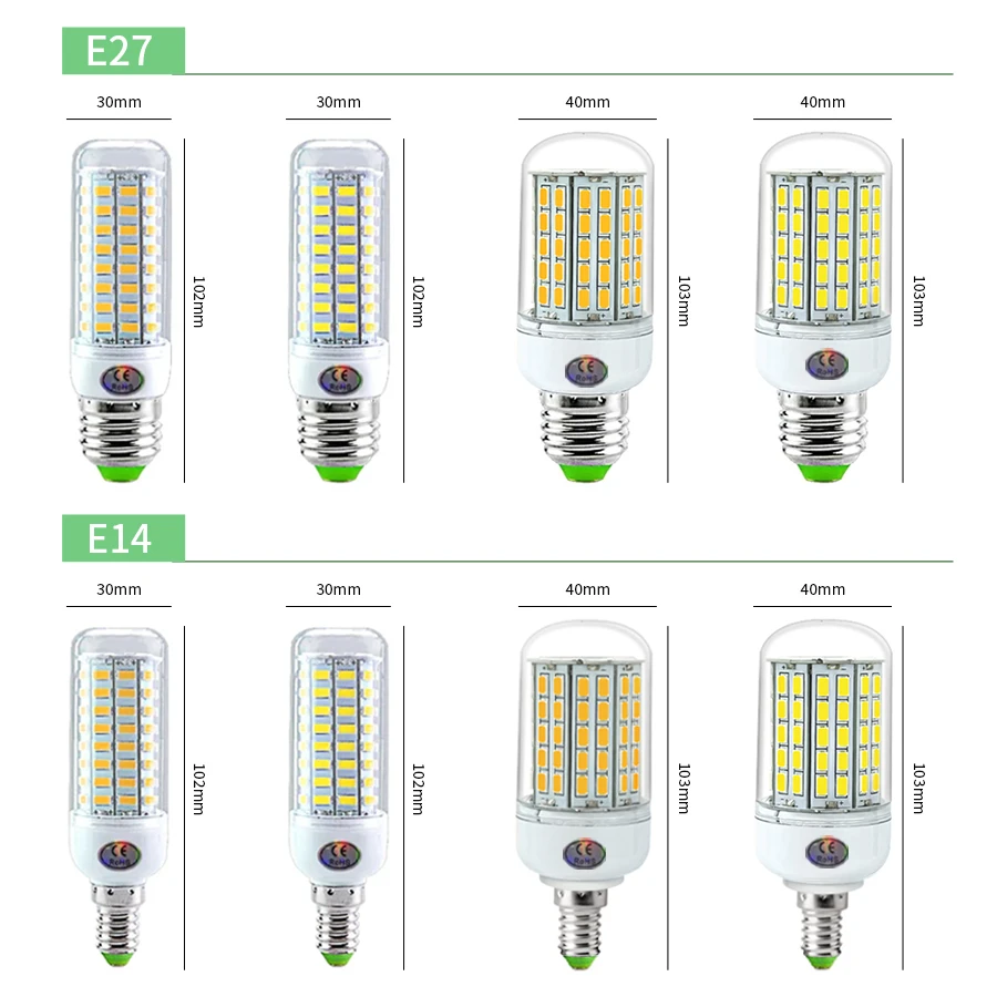 Super Bright LED Corn Light Bulbs E27 E14 Screw 72/96 LED Lamp Lampada 220V Ampoule LED Lights Spotlight Replace Halogen Lamps