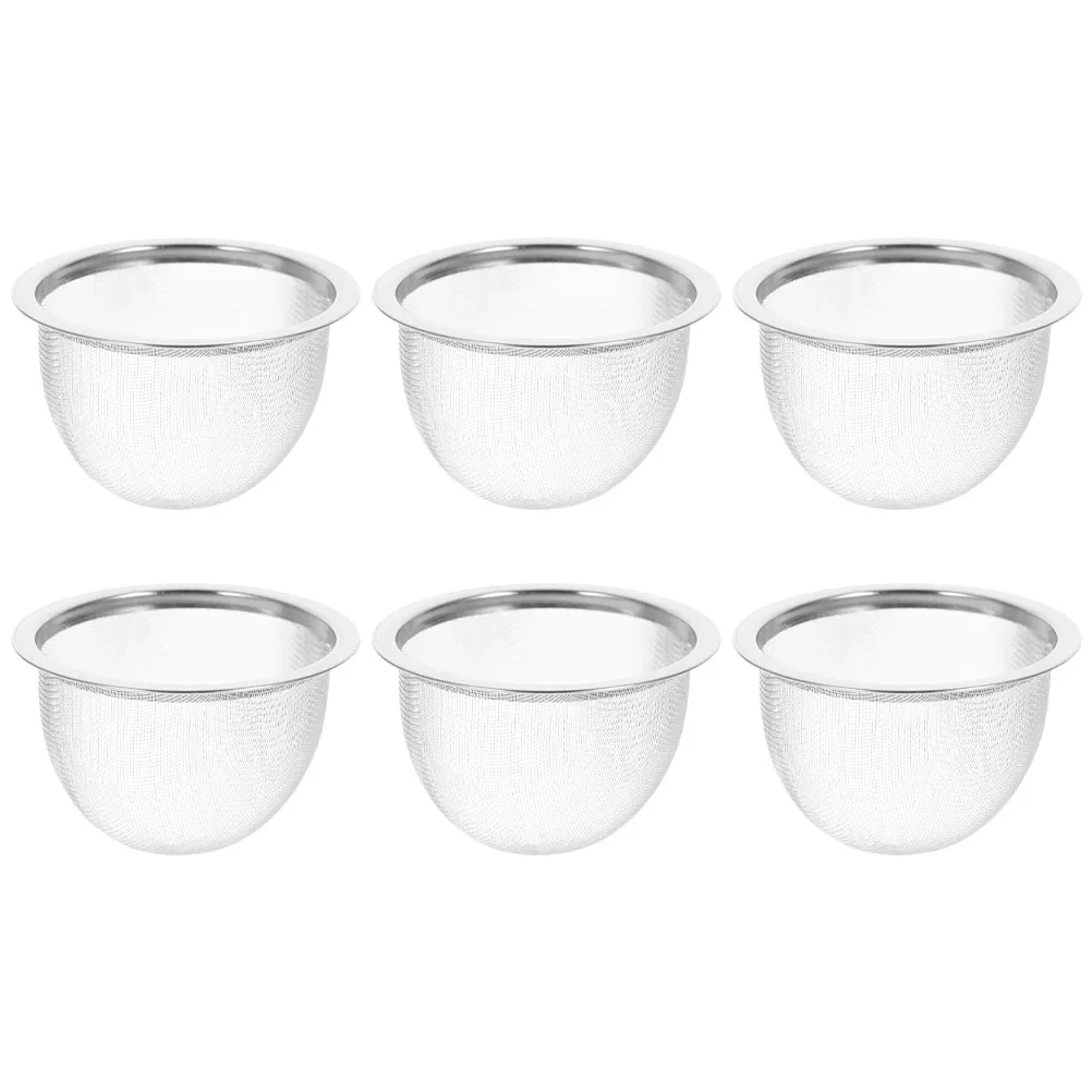 

6pcs Stainless Steel Heat-Resistant Strainer Fine Pot Accessories Cup Metal Steeper Leaf Basket Teapot Mesh Strainer