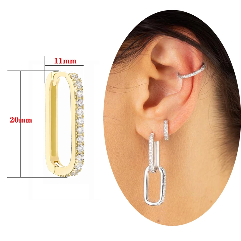 SHADOWHUNTERS حقيقية 925 فضة هوجيز هوب أقراط قوس قزح كريستال ساحة الأطواق للنساء فاسق مجوهرات هدايا باردة #1