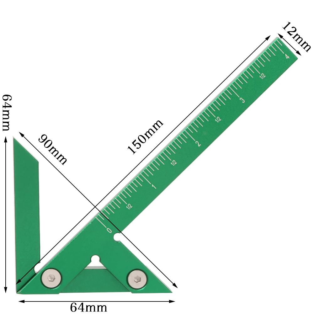 Aluminum Imperial Circle Center Positioning 45/90 Degree Positioning Ruler Multi-Function Arrow Ruler High-Precision Measuring