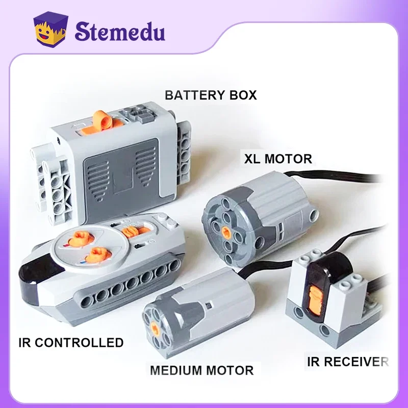 5pcs Power Functions Set 8883 M Motor 8882 XL Motor 8881 AA Battery Box IR Remote Control Receiver Building Blocks MOC Power Up