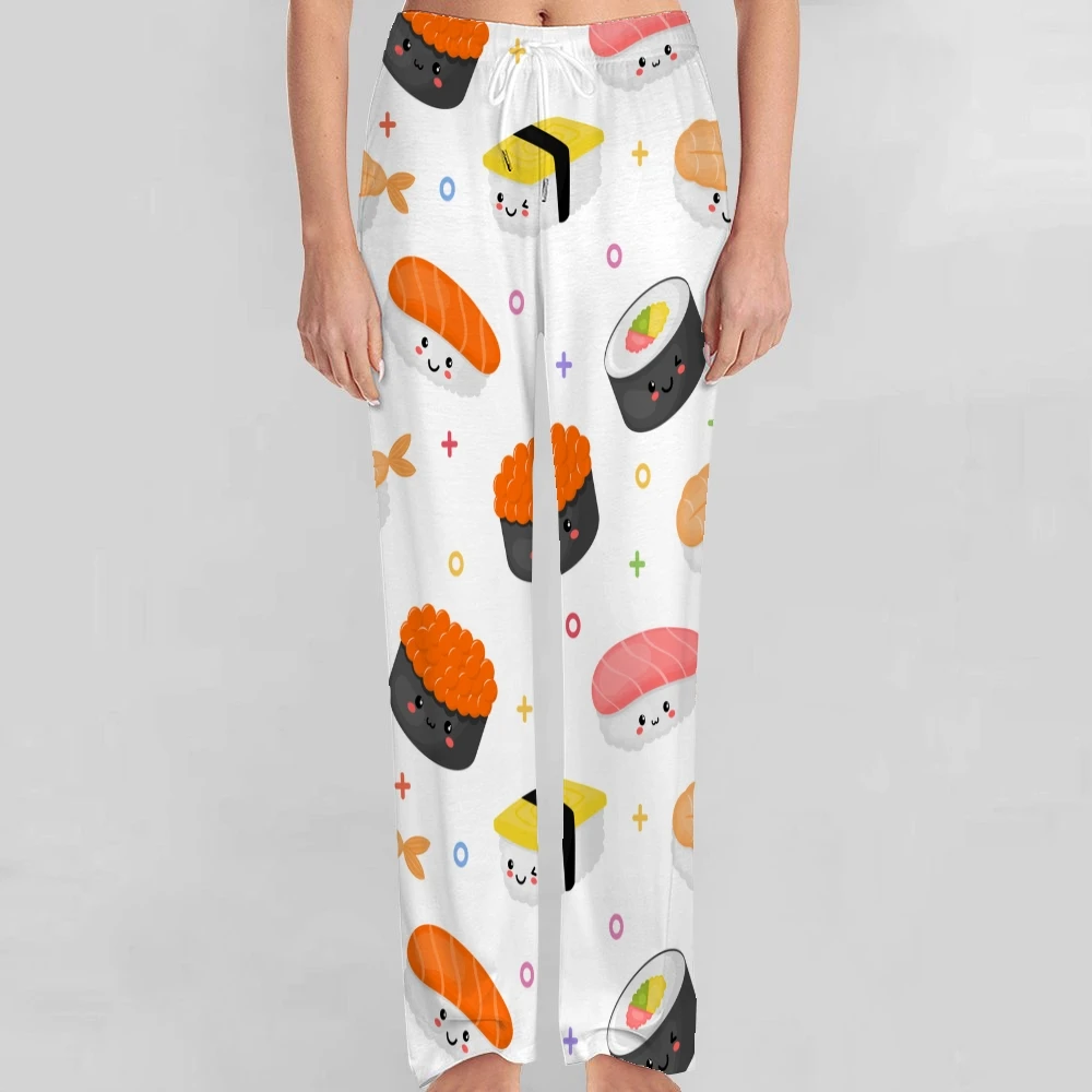 Onigiri Patroon Pyjama Broek Heren Dames Loungebroek Superzacht Unisex Slaap Pyjama Broekje Met Zakken Trekkoord