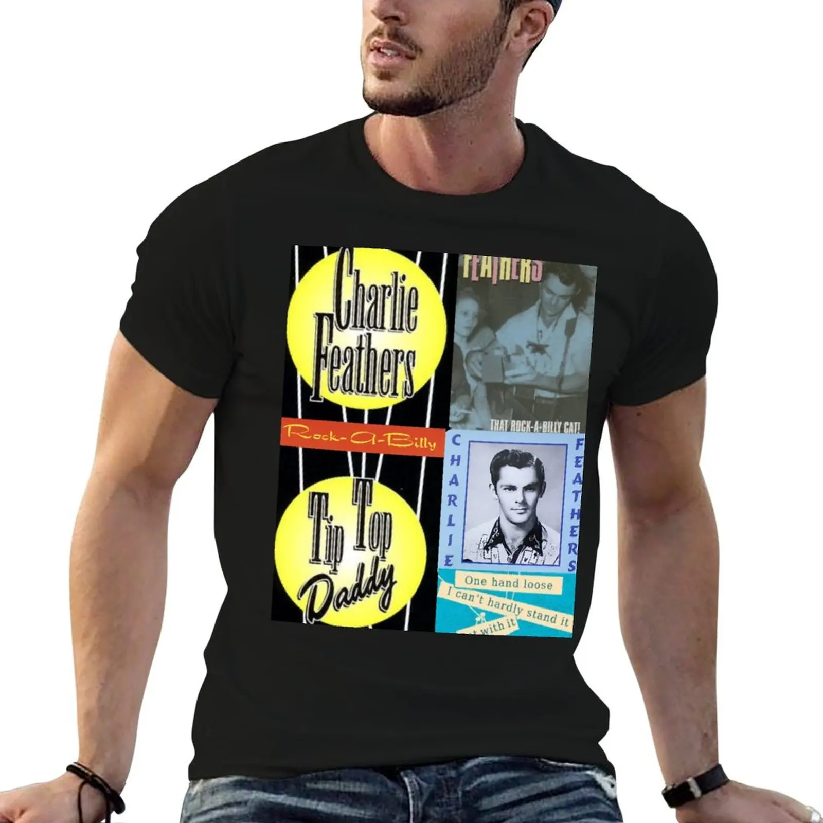 Charlie Feathers T-Shirt Big Size Short Sleeve Casual Top