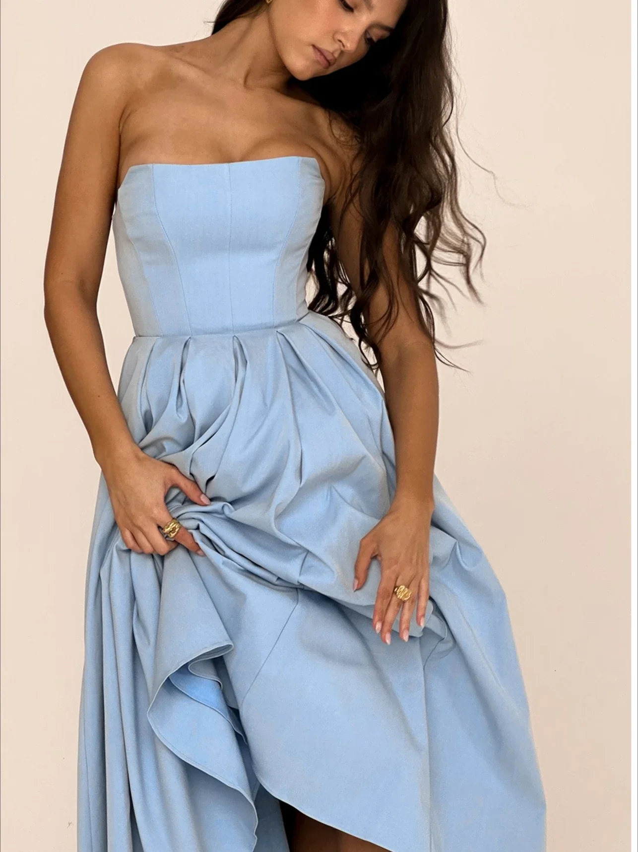 Mingmingxi Strapless Bodycon Vestidos de Festa, Midi Wedding Guest Dress, Elegante Fit e Flare, Espartilho Sexy, recém-chegados, 2022