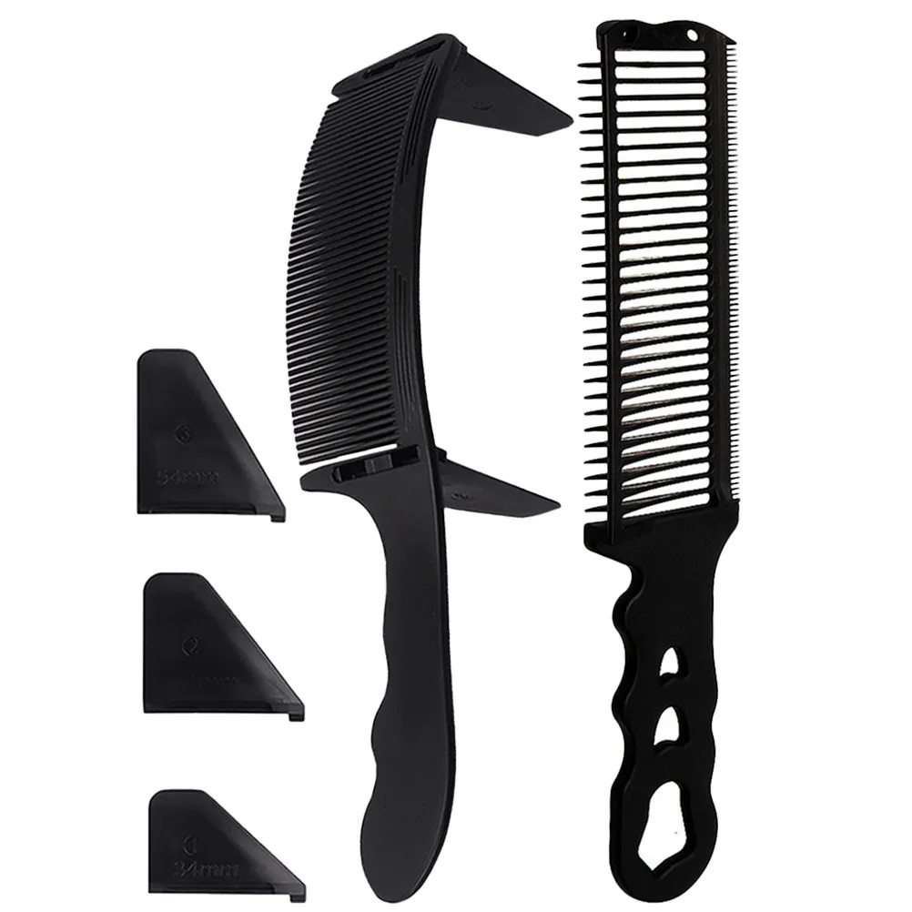 

1Set Fine Polished Plastic Barber Comb Set for Men Hair Cutting Styling Parting Curved Beard Mustache Combs Salon Grade
