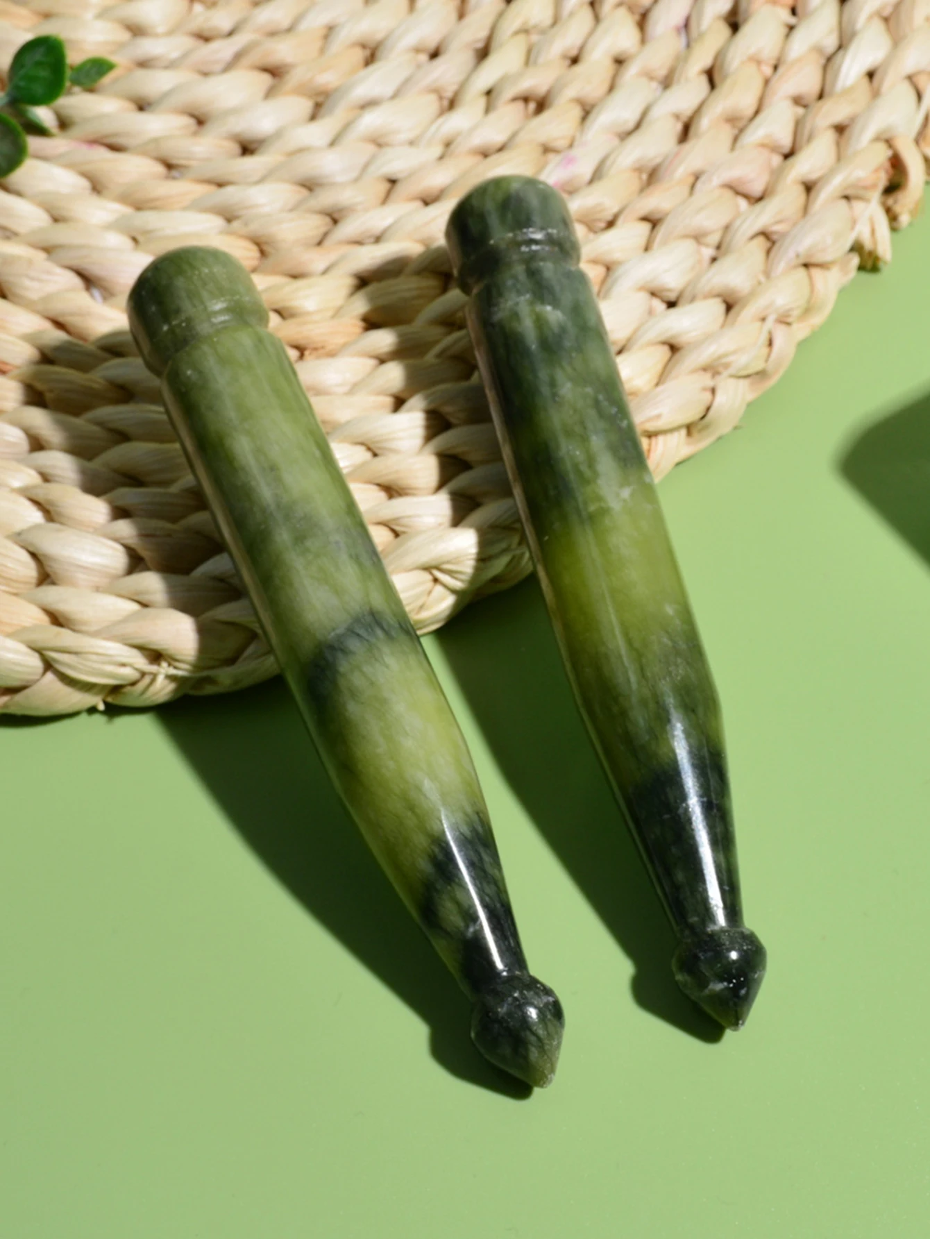 Natürlicher Jade-Stein Gua Sha Akupunktur-Stift Tiefengewebe-Meridian-Schabewerkzeug Gesichts- und Körper-Entspannungs-Massagestab – Detail 8