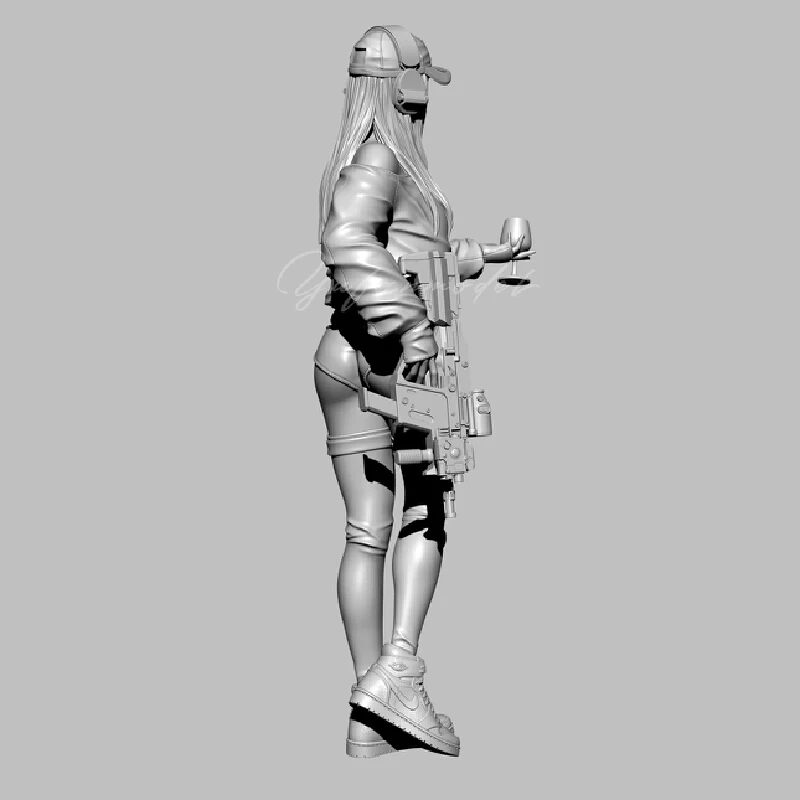 

1/35 1/24 Resin Model Figure Fashionable Hot Girl Gk Micro Miniature 3d Printed White Model Toy Unassembled And Unpainted Kit