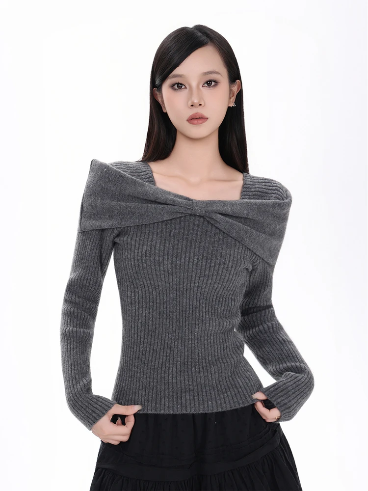 

ay One-oulder Knitted Sweater Women's Inner Wear Slim Fit Faionable Base Layer oulder Bared Top Commute Sle Autumn ...