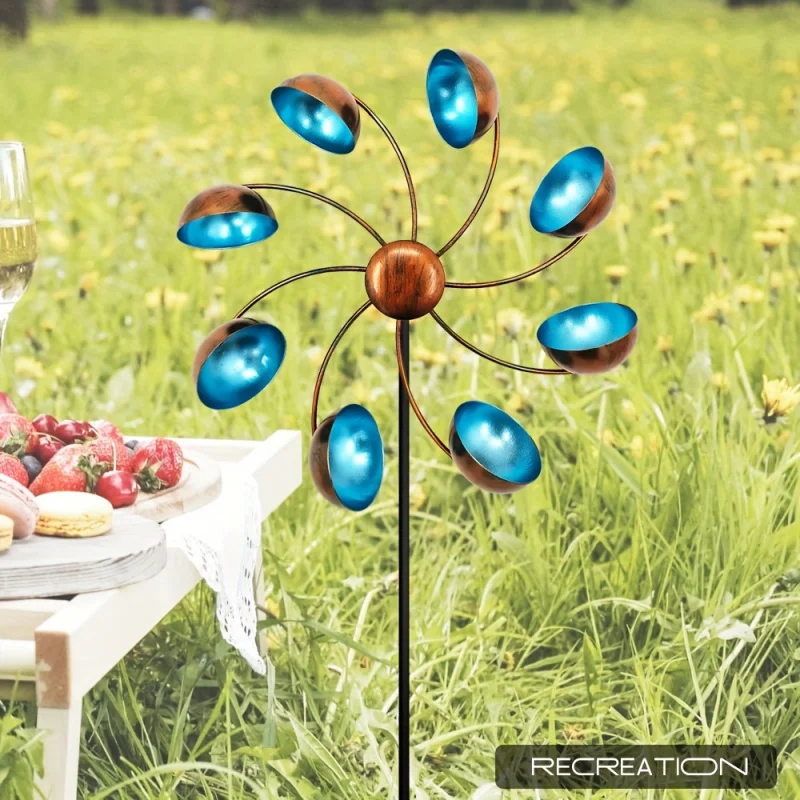 Iron 360 Degree Rotating Windmill, Artistic Windmill for Patio Lawn Deck and Outdoor Garden Decoration