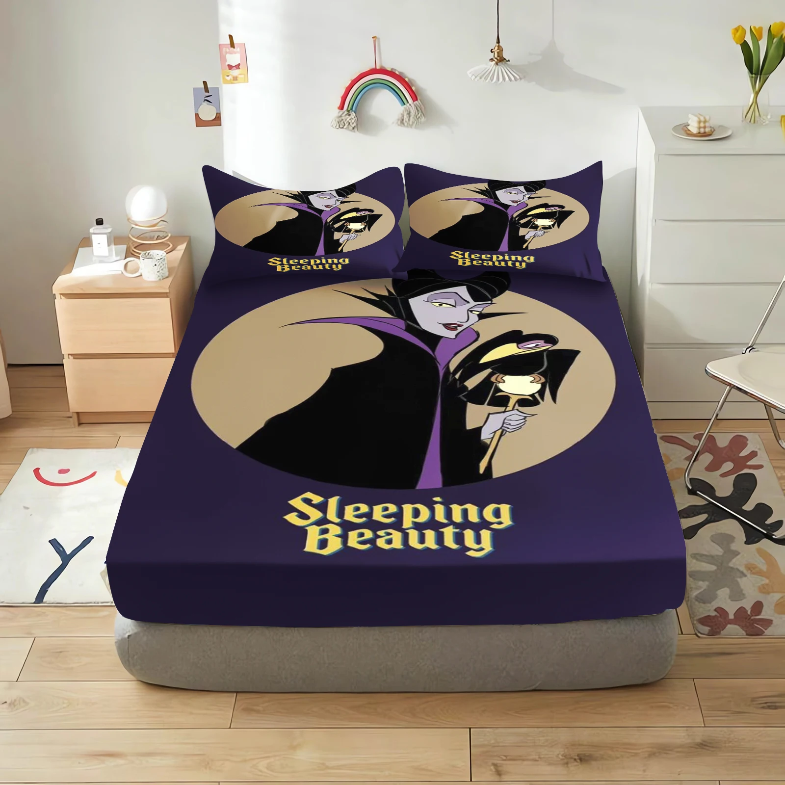 Disney Villains Maleficent Ursula Evil Queen Bedding Set Fitted Sheets Comforter Sets Double Comforte 100% Polyester 3-Piece Set