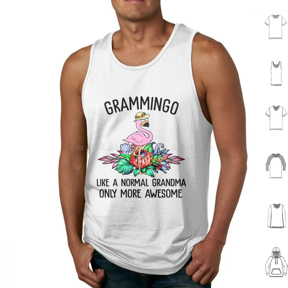 Grammenco como una abuela normal solo flamenco más impresionante, disfraz de flamenco, idea increíble, camisetas sin mangas, chaleco sin mangas