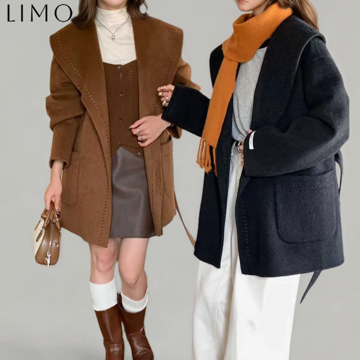 

LIMO Women's Short Coat Autumn Winter Wool Cotton Blend for Commute Travel Casual Chic Designed for commuting