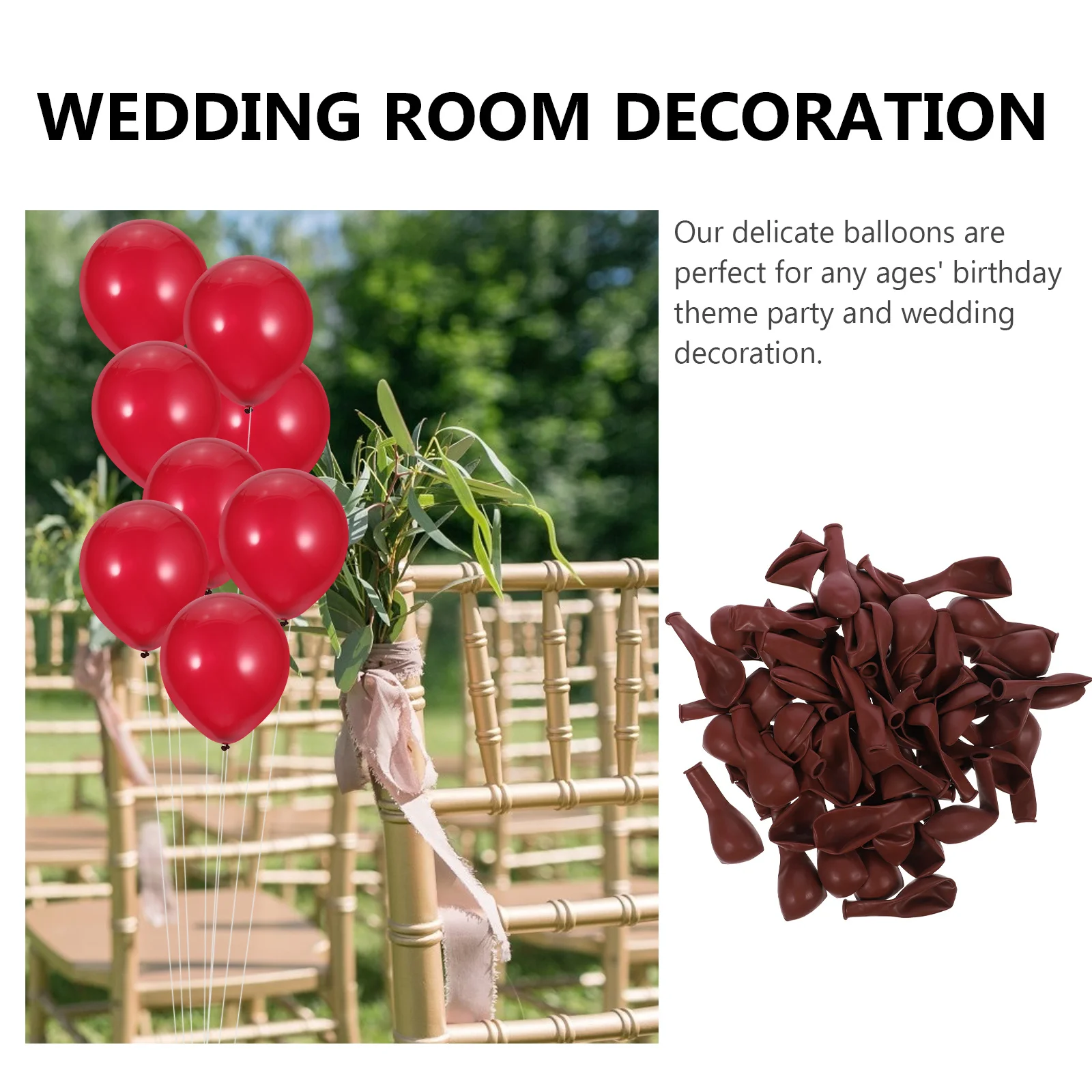 

100Pcs Decorative Balloons Kit Red Latex Wedding Balloons for Party Decoration Birthday Shower Event Home Garden Setup