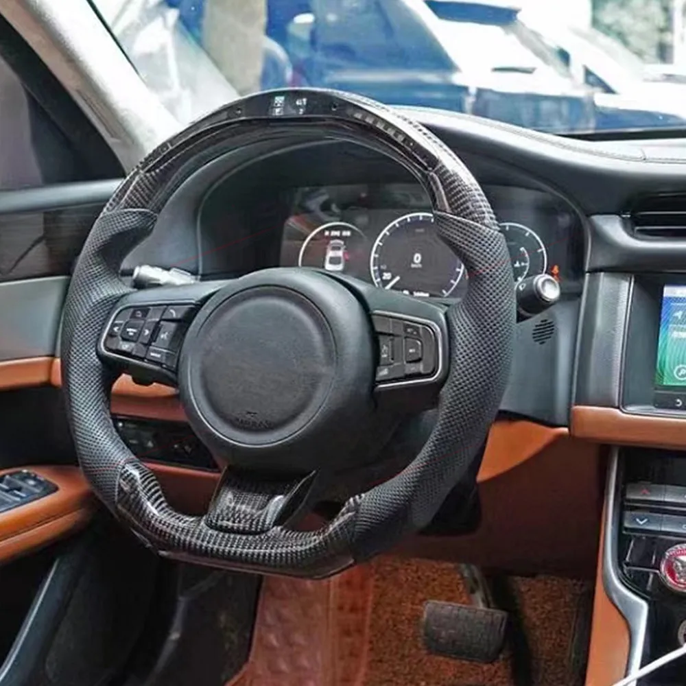 

Подходит для Jaguar XF F Type X Type XKR XE XJ Автомобильный руль из углеродного волокна с кожаным замшевым светодиодным спортивным подогревом Автомобильные аксессуары