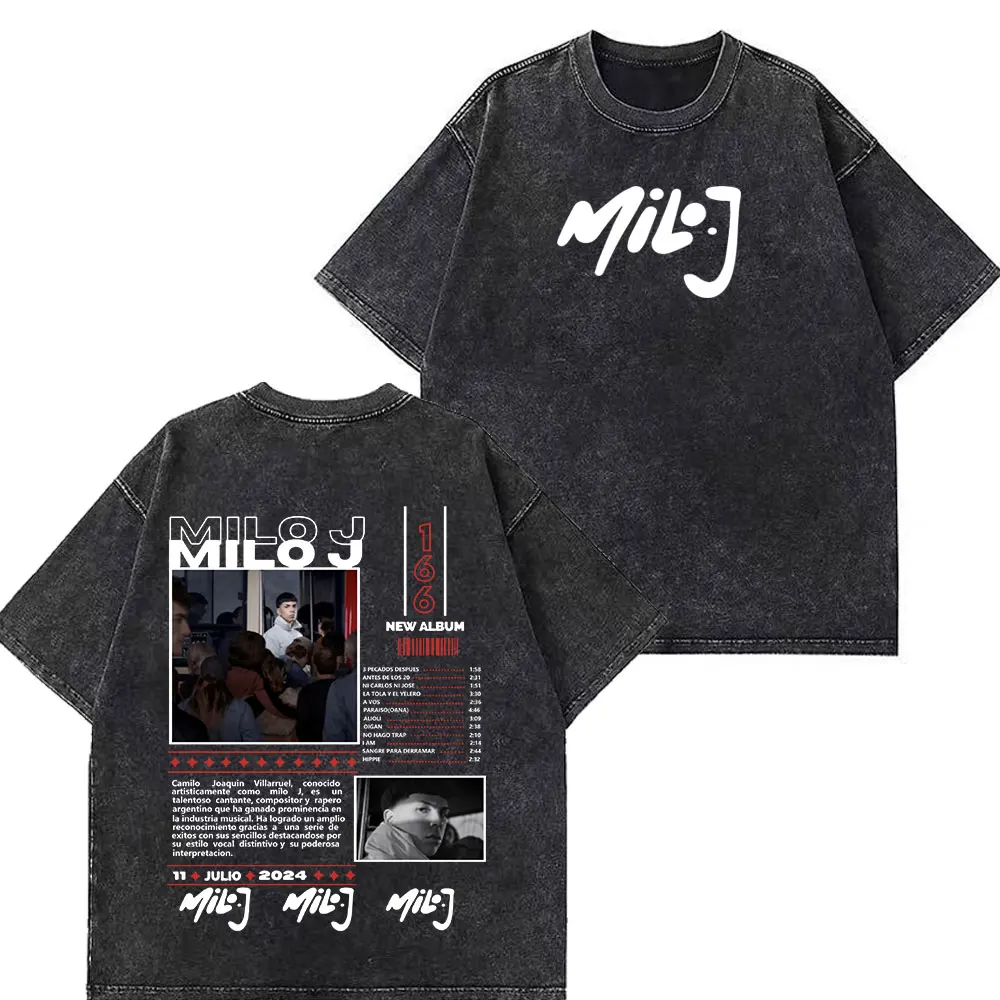 Rapper Milo  J Album Cover 2025 Graphic Vintage Washed T-shirt Men Women Fashion Hip-hop T-shirt Loose Casual Harajuku T-shirts