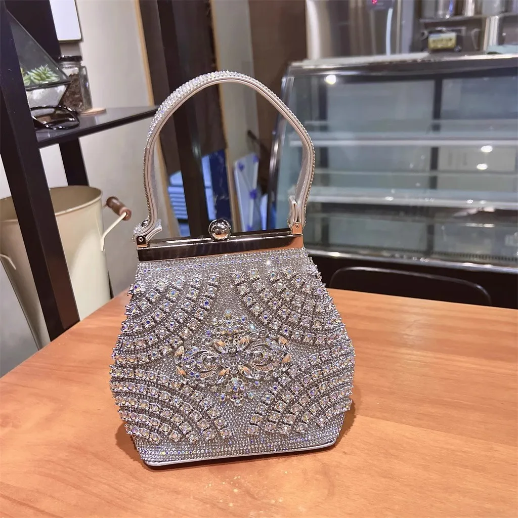 

High Quality Crystal Shiny Rhinestone Diamond Evening Bag Luxury Glitter Women's Handbag Wedding Party Clutch Purse Shoulder Bag