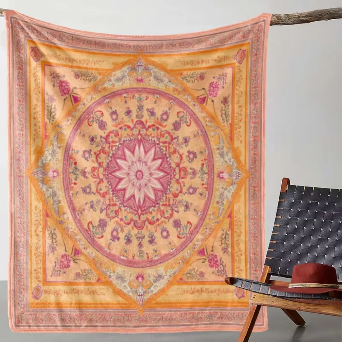 1pc Comfortable Retro Bohemian Floral Pattern Innovative Design Printed Blanket, Super Soft Shawl Blanket, Cozy Air Conditioning