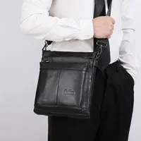 Men's Leather Messenger Bag Business Shoulder Bag Small Crossbody Bag Multi Function Messenger Bag Men's Travel Bag - Image 5