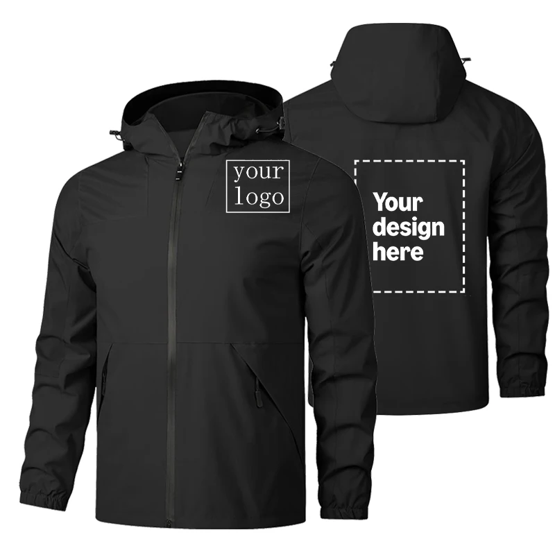 Spring Autumn Men's Windproof and Waterproof Zippered Hooded Jacket is suitable as an outdoor climbing, leisure or sports coat.