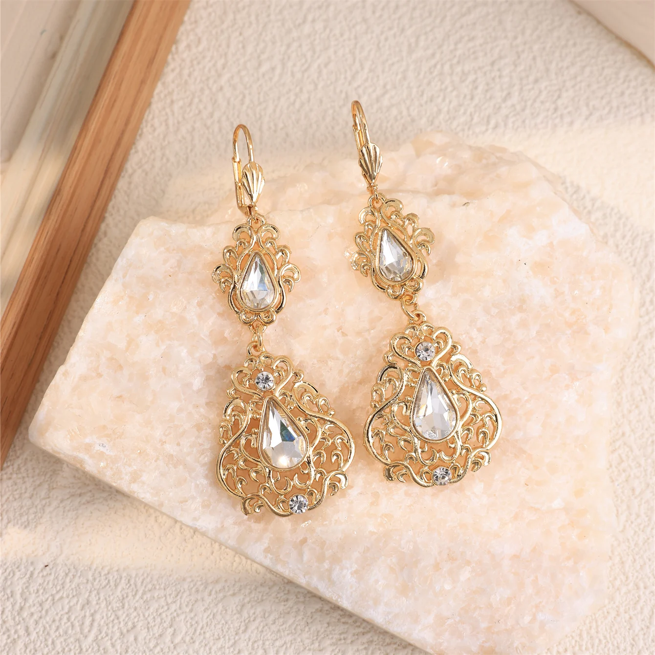 Classic Moroccan Wedding Women Earrings Hollow Design Gold Color Ear Decoration Jewelry