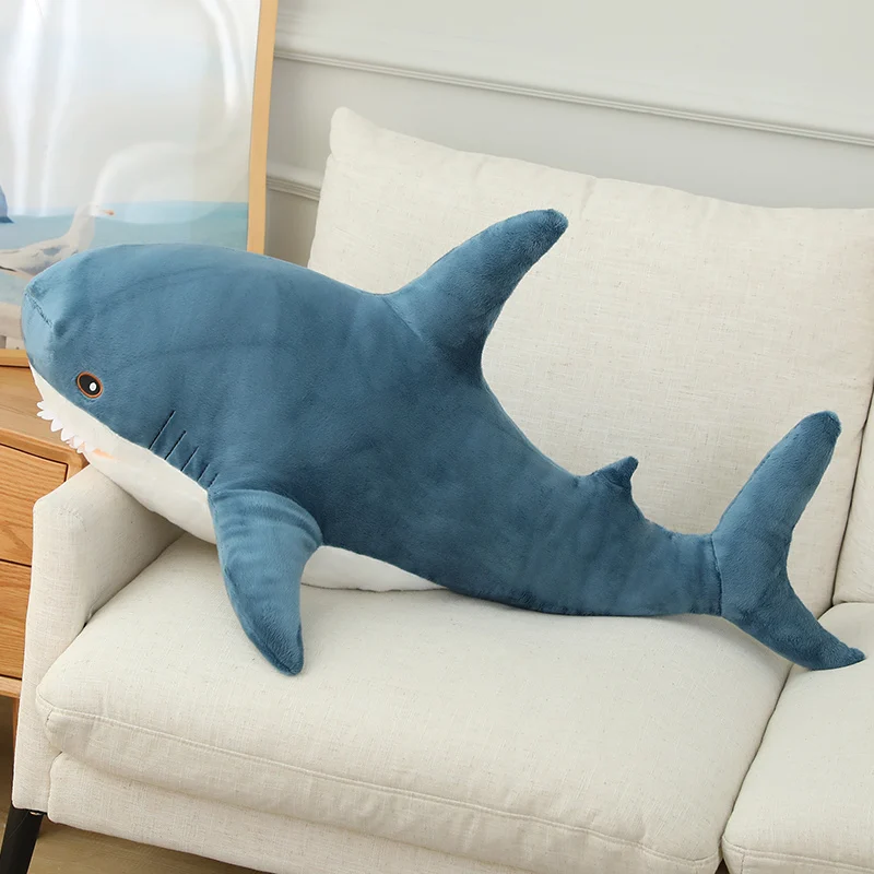 30-120CM Gaint Shark Whale Plüsch Kissen Grau Blau Rosa Shark Gefüllte Puppe Warme Umarmung Kissen Kissen Spielzeug sofa Hause Dekoration – Detail 3