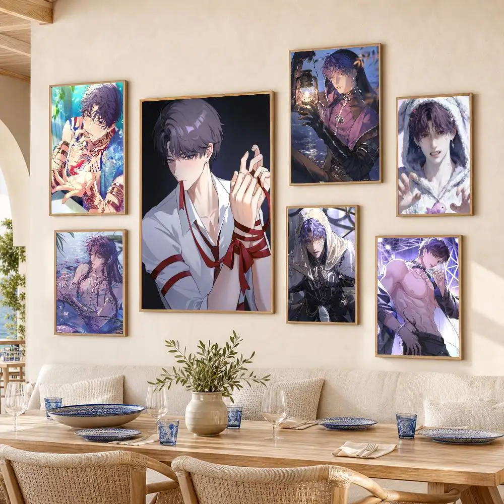 Love and Deepspace R-Rafayel  Poster Self-adhesive Art Waterproof Paper Sticker Coffee House Bar Room Wall Decor