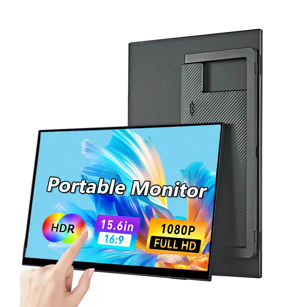 15.6 Inch Portable Monitor Touch Screen  FHD 1080P Touchscreen Secondary Gaming Monitors For Laptop PC Desktop