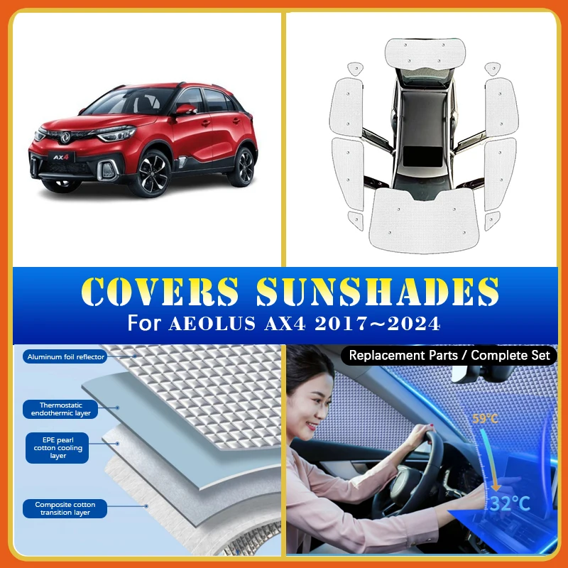 Car Sunshade Cover For Dongfeng Fengshen Aeolus AX4 2017-2024 Parasol Summer Sunscreen Window Coverage Sunshades Auto Accessorie