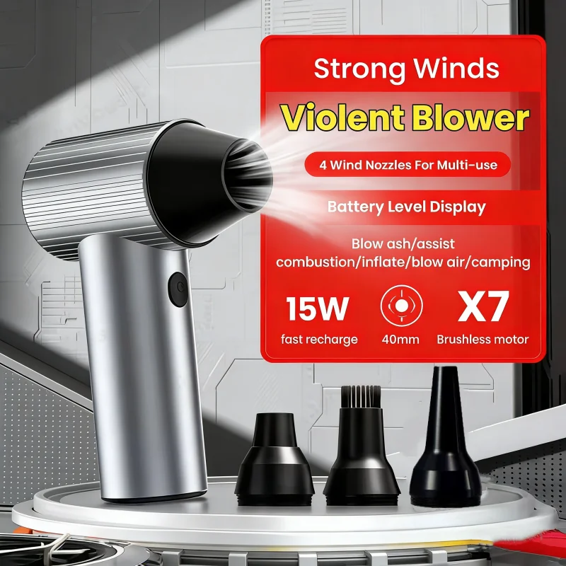 New Violent Fan X7 Turbo jet fan 40mm Large Brushless Motor Handheld Metal Housing Powerful Blower Air Duct Violent Turbofan