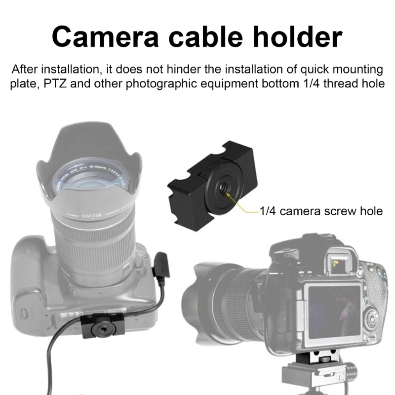 Clamp Mount to Camera Tripod Quick Release Plate Tethering Cable DSLR Digital Camera Strap Mount USB Cable Lock Clip