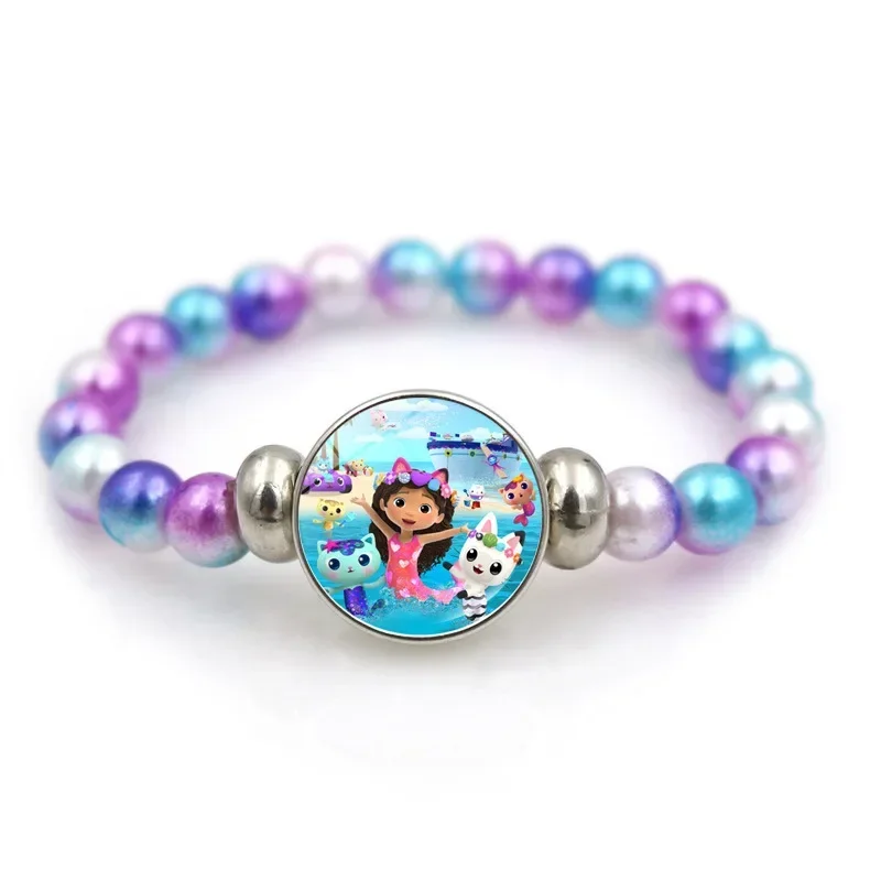 Gabby-pulsera de cuentas de colores para casa de muñecas, joyería dulce de dibujos animados, decoraciones retráctiles de resina, regalo de cumpleaños para niños, caliente