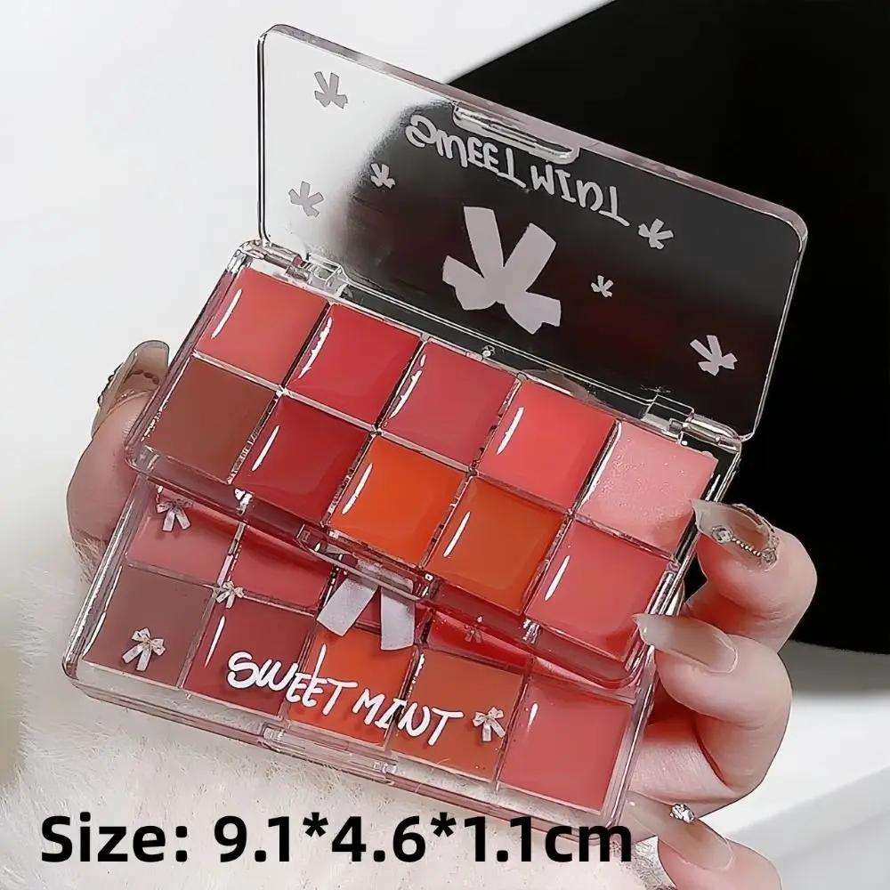 Jelly Plate 10-Color Lip Red Orange Moisturizing Water Glass Lip Oil Balm Makeup Palette Sexy Plump Mirror Crystal Lip Gloss