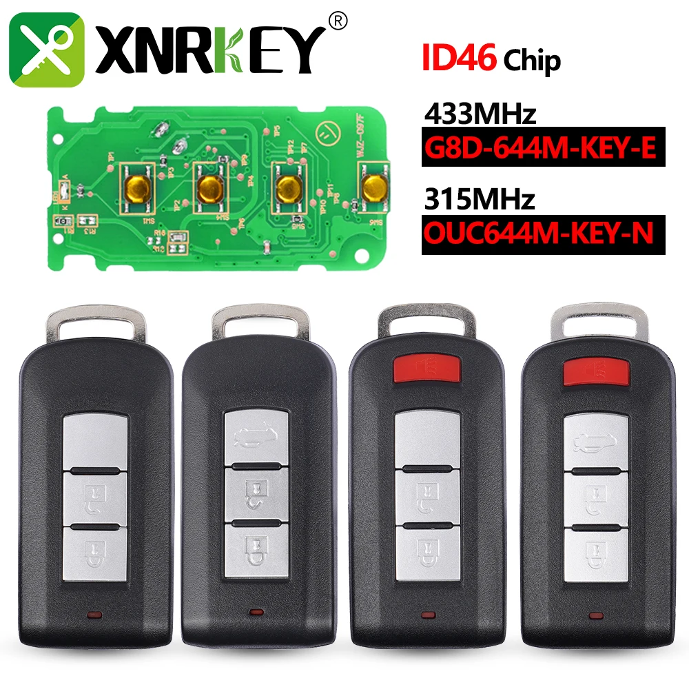 

XNRKEY For Mitsubishi OUC644M-KEY-N/G8D-644M-KEY-E ID46 PCF7952 Promixity Card Lancer Outlander Galant Pajero Shogun