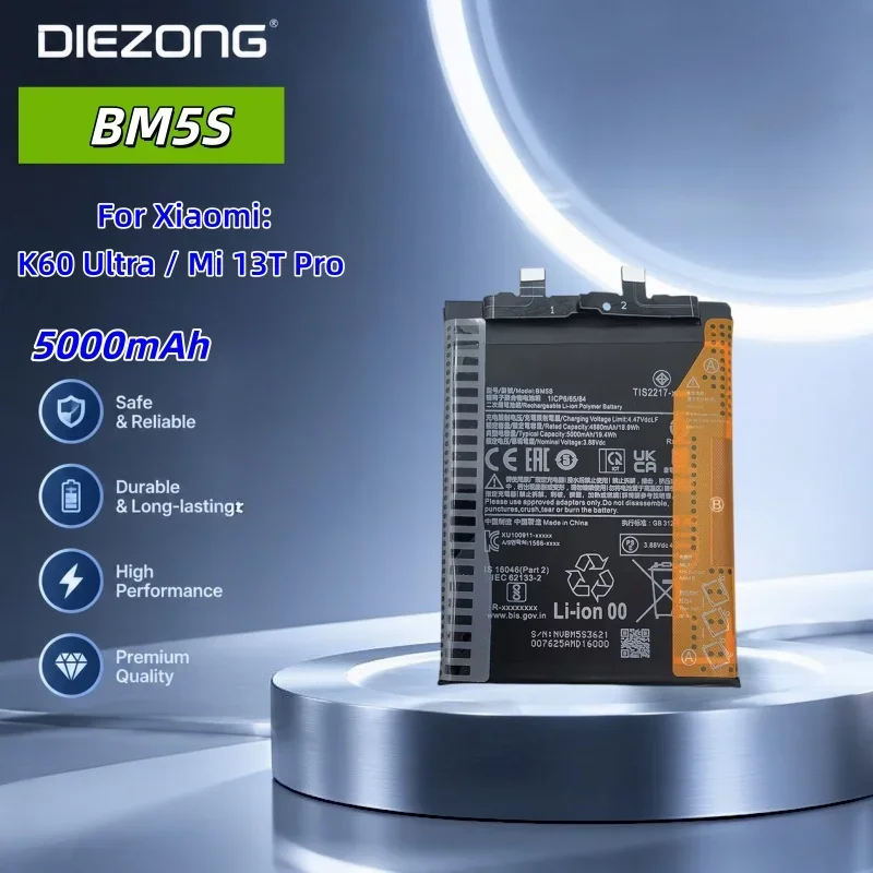 BM5S 5000mAh Li-ion Replacement Battery For Xiaomi Redmi K60 Ultra Mi 13T Pro Long Lasting Battery Life