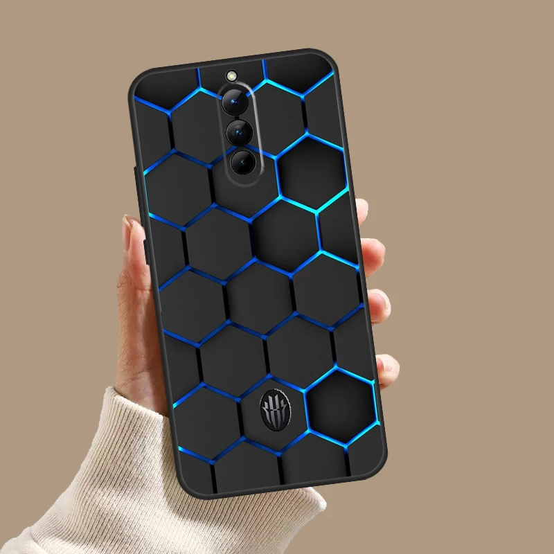 Carbon Fibre Futuristic Neon Case For ZTE Nubia Red Magic 9 Pro Plus RedMagic 8 7 6 Pro 6S 7S 8S Pro 5G 5S 6R Back Cover