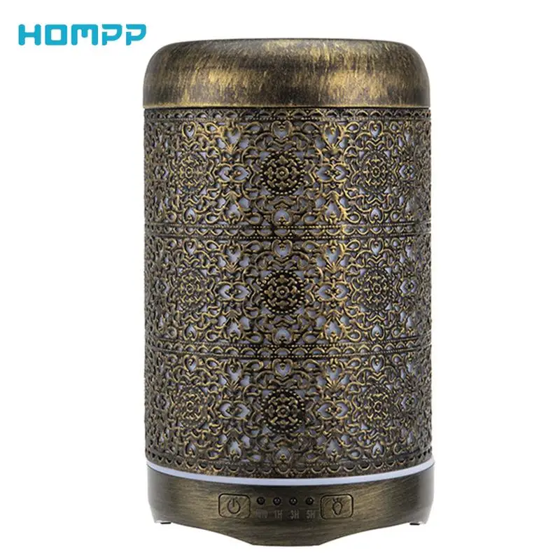 New Essential Oil Diffuser Metal Ultrasonic Difusor Cool Mist Air Humidifier LED Light Quiet Shut Off Nano Bronze Color 250ml