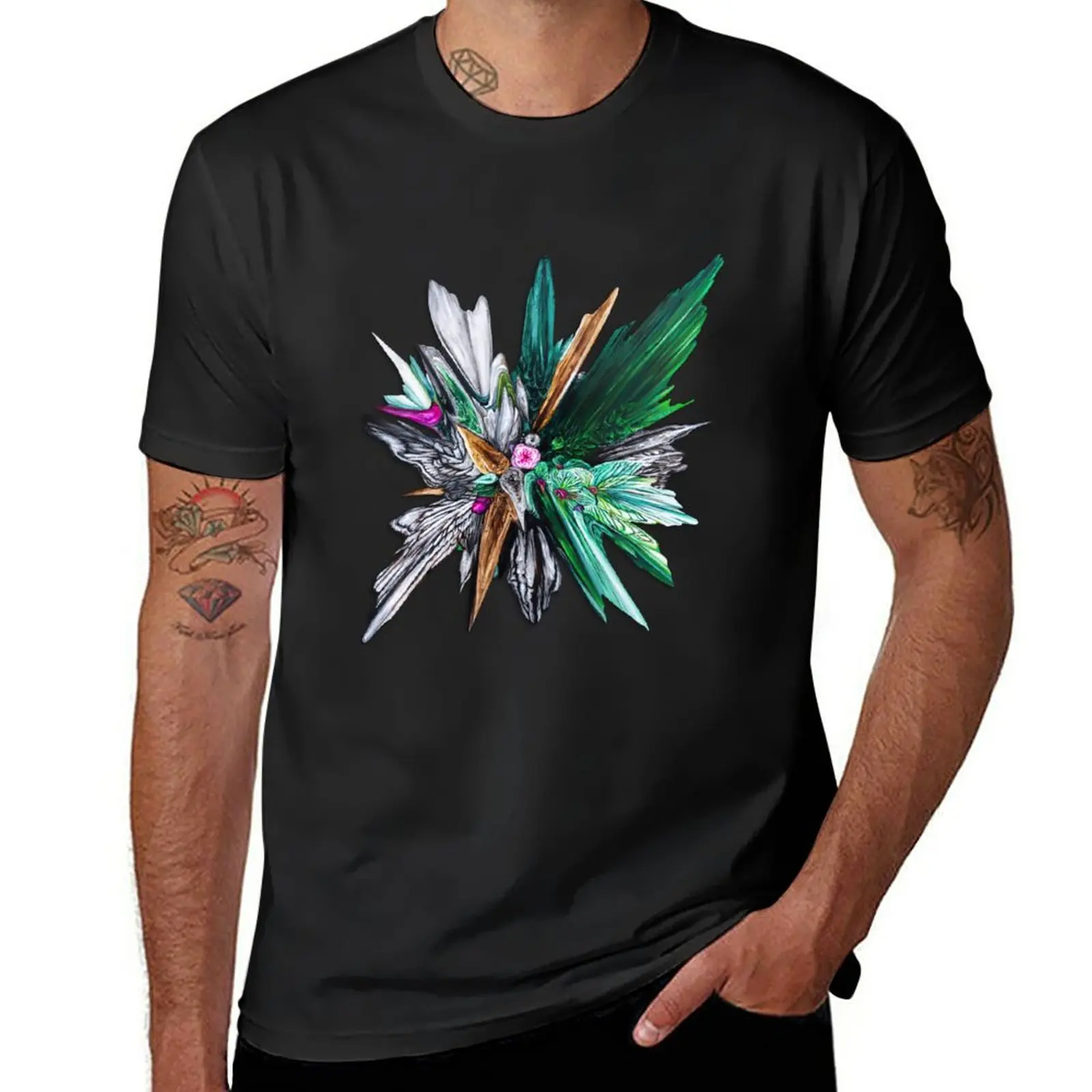 

Green Orchid Glitch T-Shirt oversized summer top fitted t shirts for men