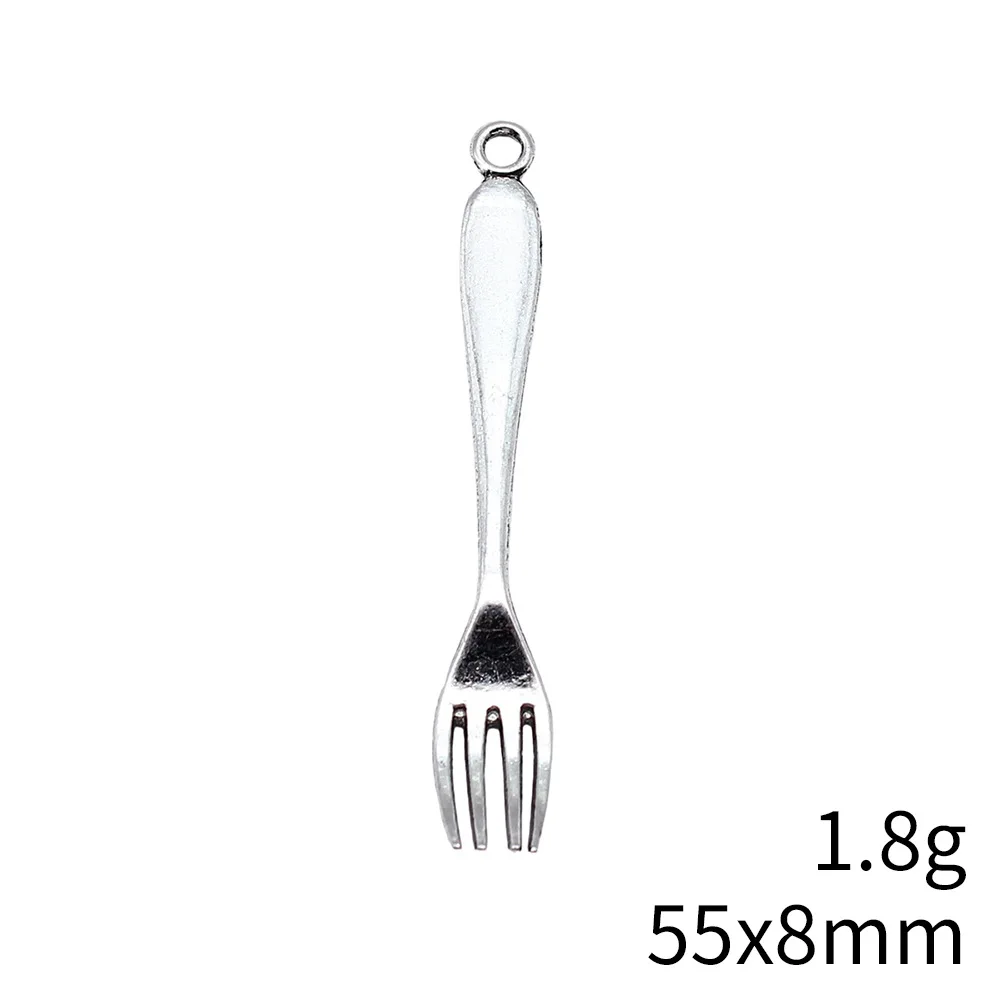 WYSIWYG 10pcs 55x8mm 6 Colors Fork Charms Pendant For DIY Jewelry Making Handmade Jewelry Craft Findings