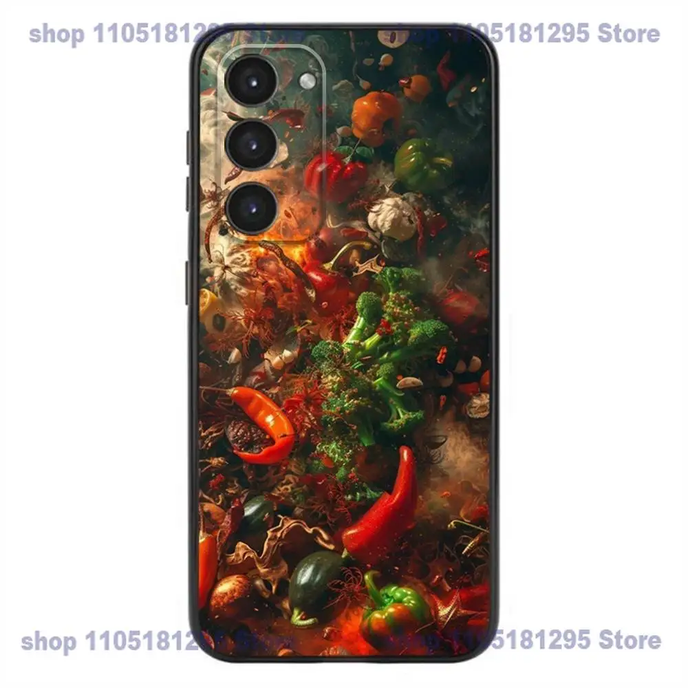 Spicy Red Chili Peppers Phone Case For Samsung Galaxy A32,21s,22,31,52,53,72,73,Note20,8,9,10 Soft Silicone Black Cover