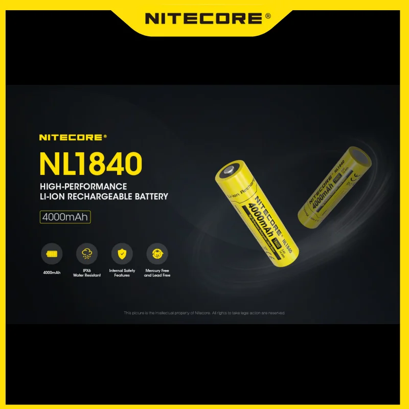 Nitecore NL1840 batteria ricaricabile 18650 3.6V li-ion 4000mAh uscita 10A